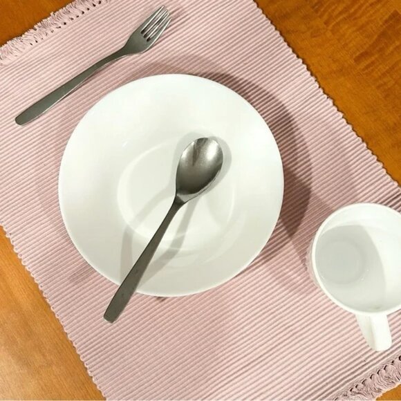 77. Pink Ribbed Handwoven Placemats 4pc Set NWT - Picture 1 of 4